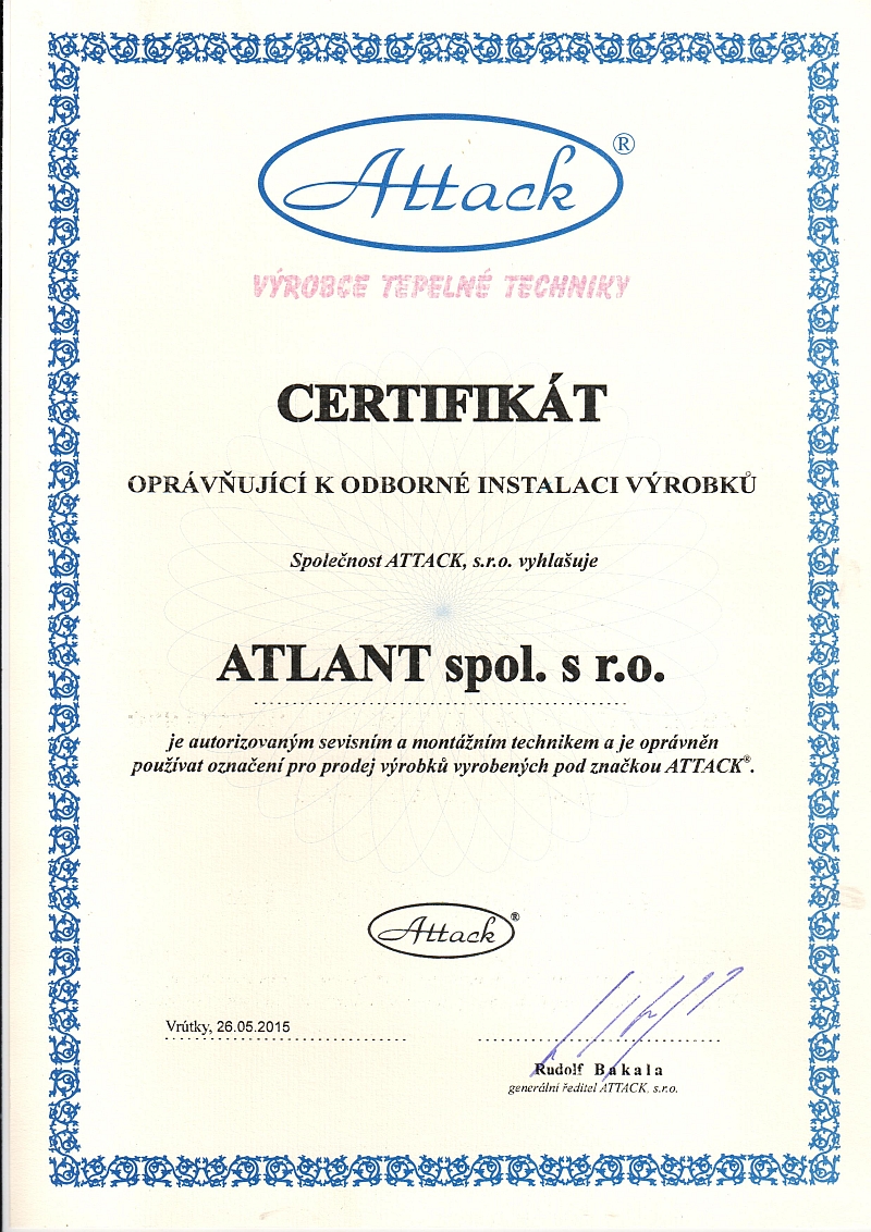 certifikát Attack